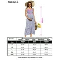 thumbnail image 5 of Smocked Maternity Boho Dress Casual Spaghetti Strap Ruffle Sleeveless Swing Summer Maxi Dress, 5 of 5
