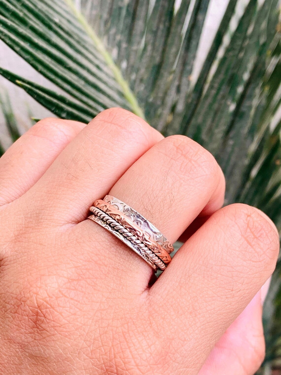 SS DESIGNS Fidget Spinner Ring Handcrafted Sterling Silver Anxiety Relief Meditation Spinner | Stackable Thumb Ring, Unique Gift For Her