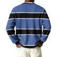 thumbnail image 5 of Nokdvo Men Waffle Shirt Long Sleeve Fashion Striped 1/4 Button Up Henley Casual Pullover Top Fall Winter Quilted Knit Solid Color Loose Sweaters,Blue 3XL, 5 of 6
