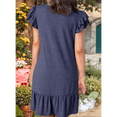 thumbnail image 4 of Robes d'Été pour Femmes à Volants Manches Courtes Smockées Col en V Décontractées Amples Ligne A Évasées Mini Robe Robe d'Été Bleu m, 4 of 7
