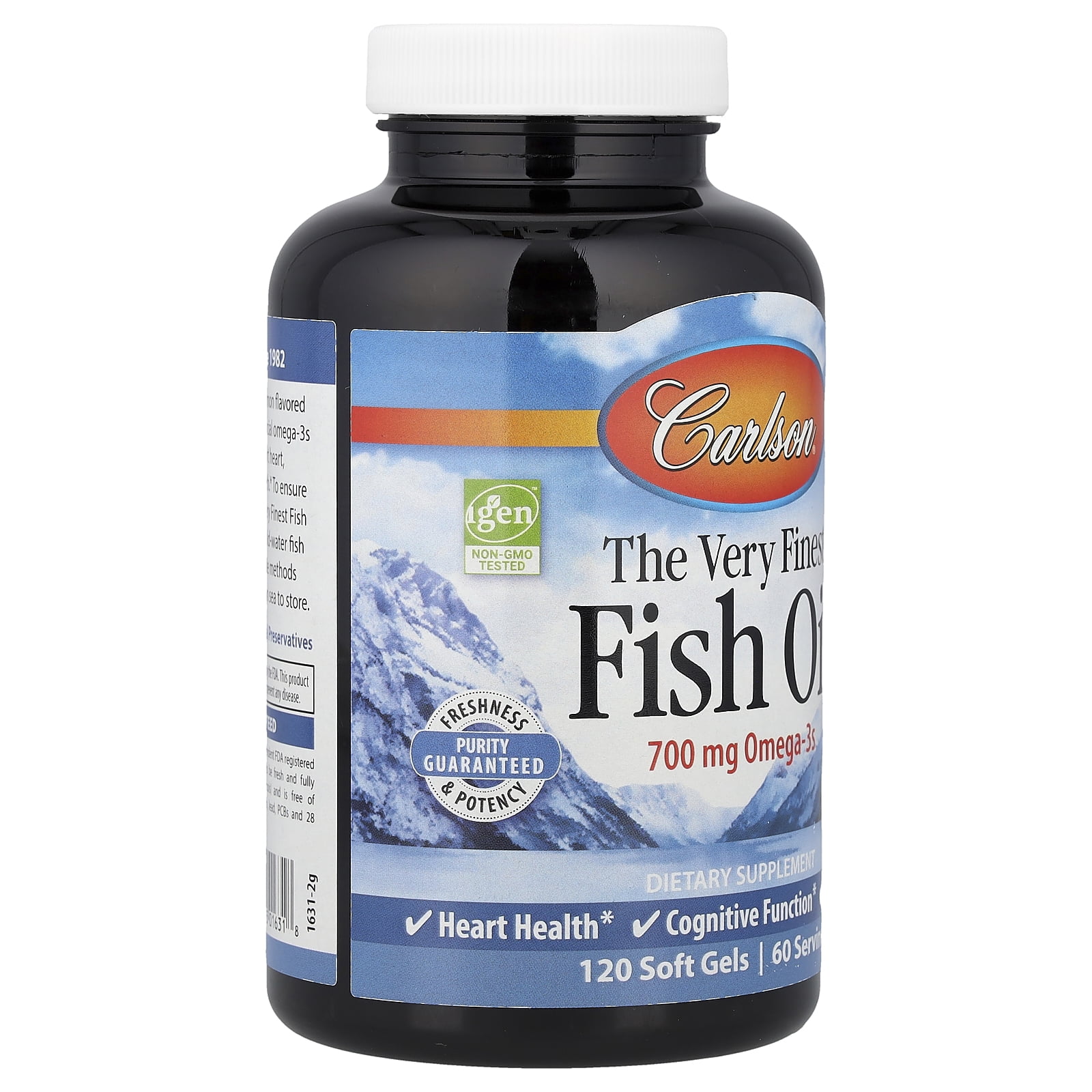 Carlson The Very Finest Fish Oil, Natural Lemon, 700 mg, 120 Soft Gels (350 mg per Soft Gel)