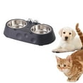 thumbnail image 2 of Cat & Dog Bowls Stainless Steel Double Bowl Pet Dish Durable Easy to Clean Ideal for Meals and Water Kitty Dining, 2 of 3