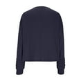 thumbnail image 6 of Women's Long Sleeve Round Neck Top Shirt Blouse Solid Color Soft Casual Work Office Daily Wear Fashion Essential for Women | CSEONE,Navy L, 6 of 7