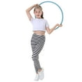 thumbnail image 5 of HDE Girl's Leggings Holiday Stretchy Full Ankle Length Striped Tights Black and White Stripes XL, 5 of 6
