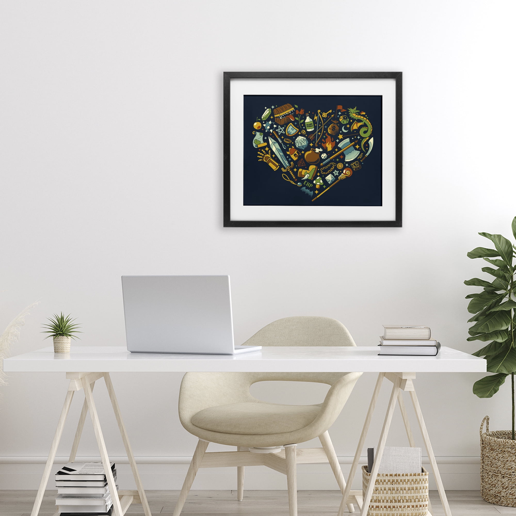 Stupell Industries Board Game RPG Trinkets Black Framed Print Under Glass, design by Tobe Fonseca