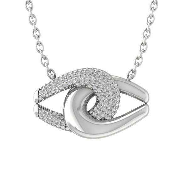 10K White Gold Round Diamond Interlock Pendant with Sterling Silver Chain Necklace (3/4 cttw, I-J Color, I2-I3 Clarity), 18"