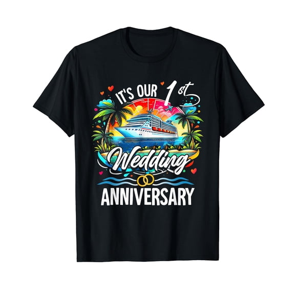 It's Our 1st Wedding Anniversary Couple Tropical Vacation T-Shirt