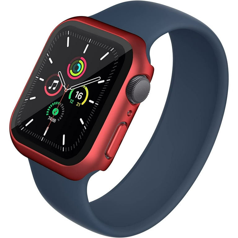  Case Compatible with Apple Watch Series 9 8 7 41mm/45mm PC  Bumper with Tempered Glass Screen Protector Matte Solid Color Hard Cover  (Red, 45mm) : Cell Phones & Accessories