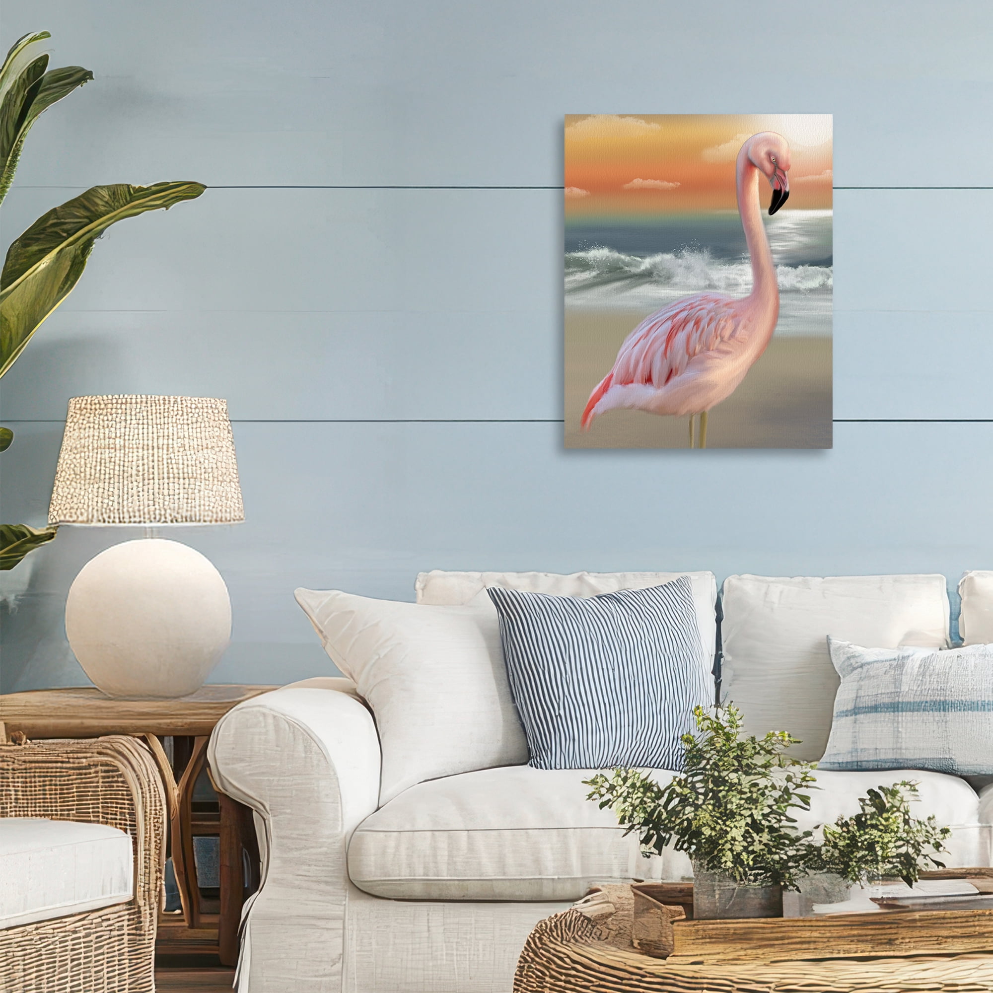 Stupell Industries Coastal Beach Flamingo Canvas Wall Art, design by Matthew Piotrowicz