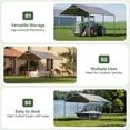 thumbnail image 2 of Aoxun 10x15 FT Carport Heavy Duty Car Canopy for Cars, Boats, Trucks, Outdoor Carport Shelter Portable Garage with Reinforced Frame, Gray, 2 of 7