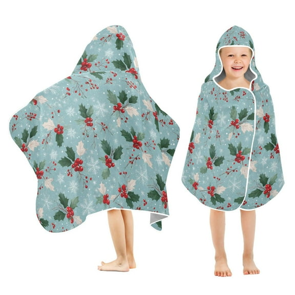 joogoo Snowflakes Christmas Berry Kids Hooded Beach Towel Baby Bath Towel 23.5"x50"