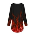 thumbnail image 4 of Sakmal Womens Tops&nbsp; Under $5 Long Sleeve Red Crew Neck Flame Graphic Tunic Womens T Shirts, 4 of 5