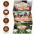 thumbnail image 7 of Orange Pumpkin Gnomes Fall Round Tablecloth, Fitted Table Cover with Elastic for 36"-44" Round Tables, Branches Leaves Thanksgiving Rustic Table Cloth Outdoor Dinning Party Waterproof Tablecloths, 7 of 7