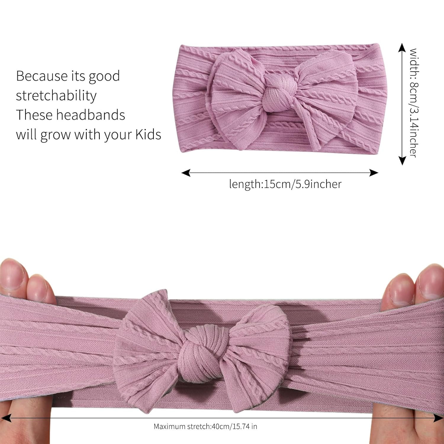 Baby Girls' Headband Set, 20 Pieces Stretchy Nylon with Bows, Lightweight & Soft, for Newborn to Toddler