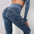thumbnail image 4 of Bigersell Blue Yoga Pants for Women Yoga Full Length Pants Camouflage High Waist Hip Tights Quick-Drying Stretch Seamless Yoga Pants Yoga Pants with Elastic Waist for Ladies, 4 of 9