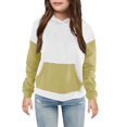 thumbnail image 2 of biudgviw Girls Hoodies Fashion Long Sleeve Cute Color Block Pullover Tops with Pocket Winter Lounge Sweatshirt for 4-13 Years, 2 of 3
