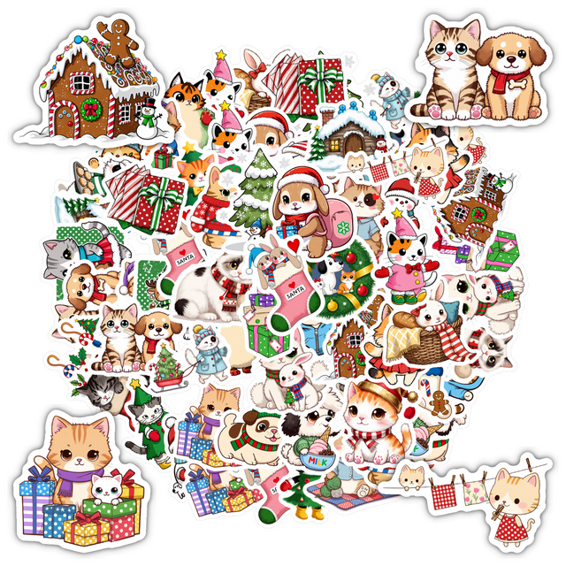 YEZDIX 35 Pcs Autocollants d'Animaux Mignons Holiday Spirit Vinyle Imperméable pour Ordinateurs Portables