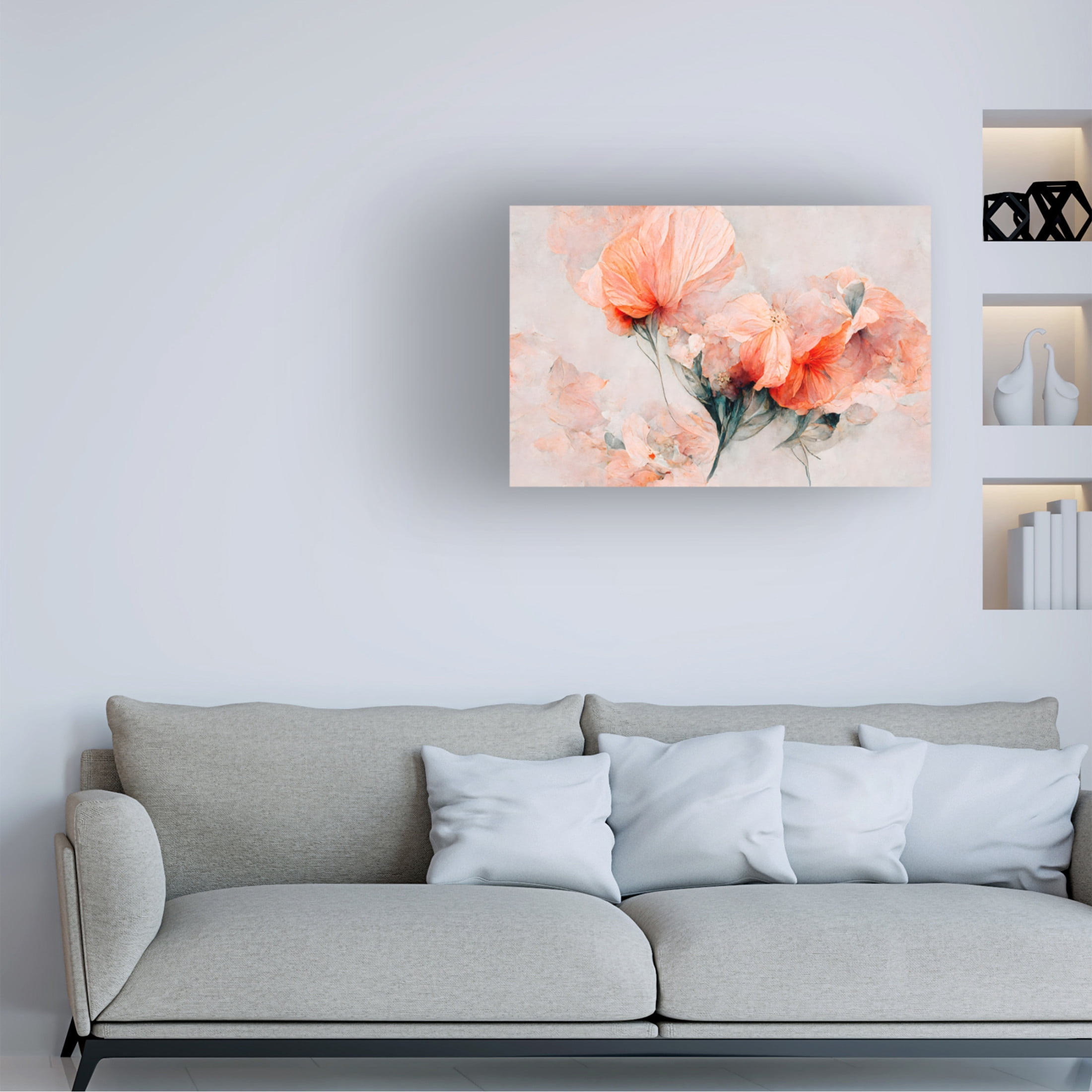 Canvas Wall Art - Treechild 'Wild Flowers On Beige Background' Wall Art for Living Room, Bedroom, or Office D?cor by Trademark Fine Art - 24 x 16 Inches