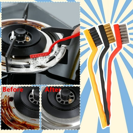 

MRULIC 3Pcs Wire Clean Brush Set With Handle Black Plastic For Home Kitchen Cleaning Welding Slag And Rust Gas Stove Smoke Machine Tool As shown