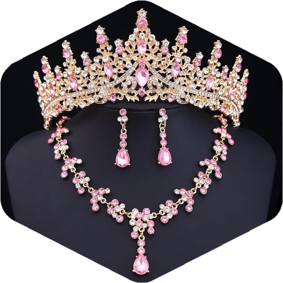 DESIGNICE Tiaras and Crowns Jewelry Set for Women Tiaras Earrings and Necklace for Wedding Rhinestone Crystal Bridal Jewelry Sets for Costume Birthday Party Prom Gifts