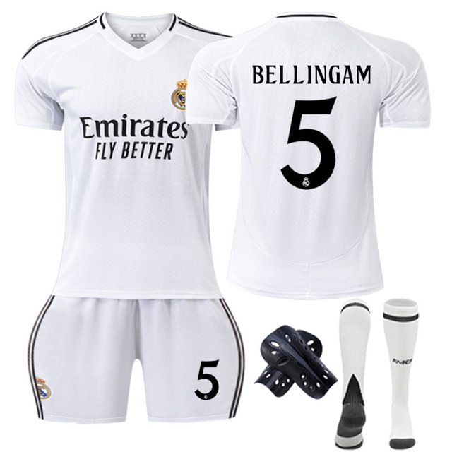2425 Camiseta del Real Madrid traje de uniforme de fútbol local 8 Cross No. 9 Mbappe camiseta transfronteriza nuevo estiloTalla 5+calcetines+protectores