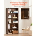 thumbnail image 3 of VEVOR 5 Tiers Narrow Bookshelf, 53 in Wooden Open Bookcase with Height-Adjustable Shelf, Freestanding Tall Display Storage Floor Bookcase Bookshelf for Library, Bedroom, Living Room, Office, Brown, 3 of 9