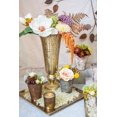 thumbnail image 2 of Party Ornaments Wedding Decor Metal Fluted Vase Scalloped Weathered Compote 14 in Champagne Gold, 2 of 4