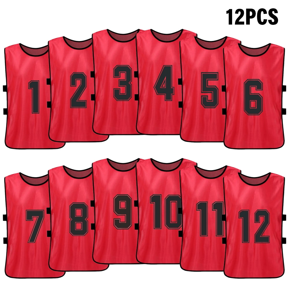 12 PCS Adults Soccer Pinnies Quick Drying Football Team Jerseys Youth Sports Scrimmage Soccer