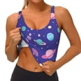 thumbnail image 3 of Gukieu Space Print Women's Sports Vest, Low-neck U-shaped Removable Pad Sports Bra for Yoga, Exercise, Dance-Medium, 3 of 8