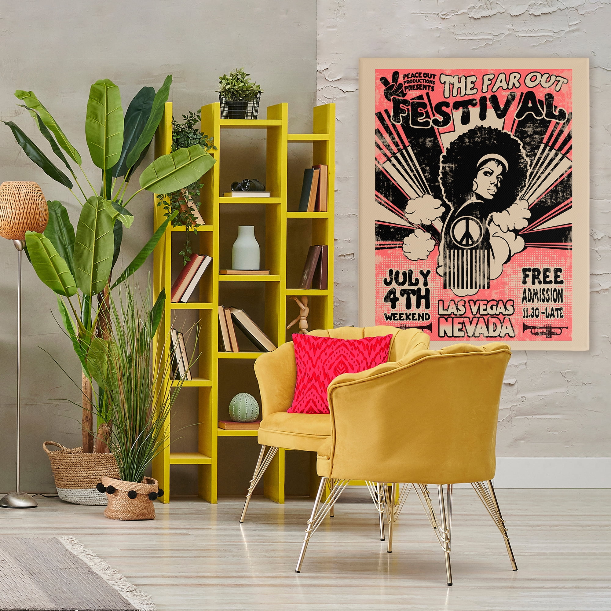 Stupell Industries Retro Far Out Festival Poster Canvas Wall Art, design by Ali Chris