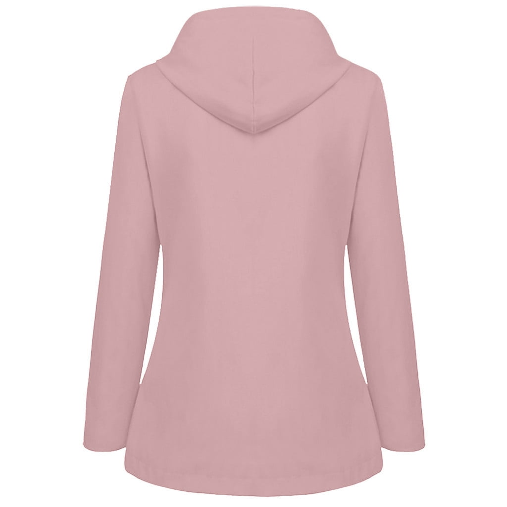 Womens Plus Size Zipper Up Jackets with Hooded Pockets S-5X Casual Waterproof Raincoats Solid Stripe Lined Long Sleeve Outerwear Coats