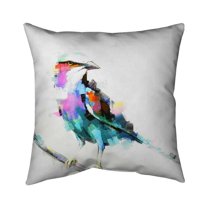 Begin Home Decor 5542-2020-AN36 20 x 20 in. Colorful Abstract Bird on A Branch-Double Sided Print Outdoor Pillow Cover