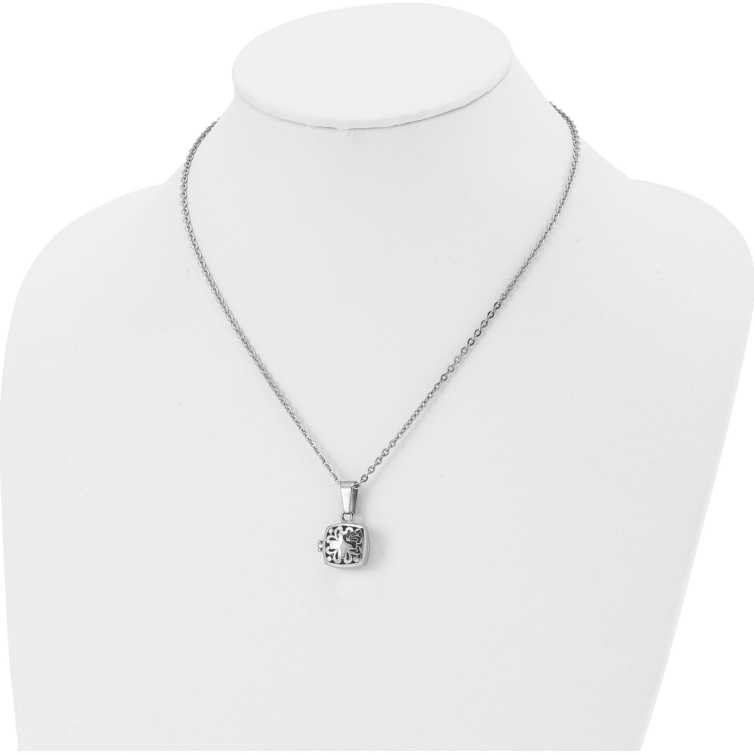Stainless Steel Polished And Antiqued Magnetic Prayer Box 18In Necklace Made In China -Jewelry By Sweet Pea