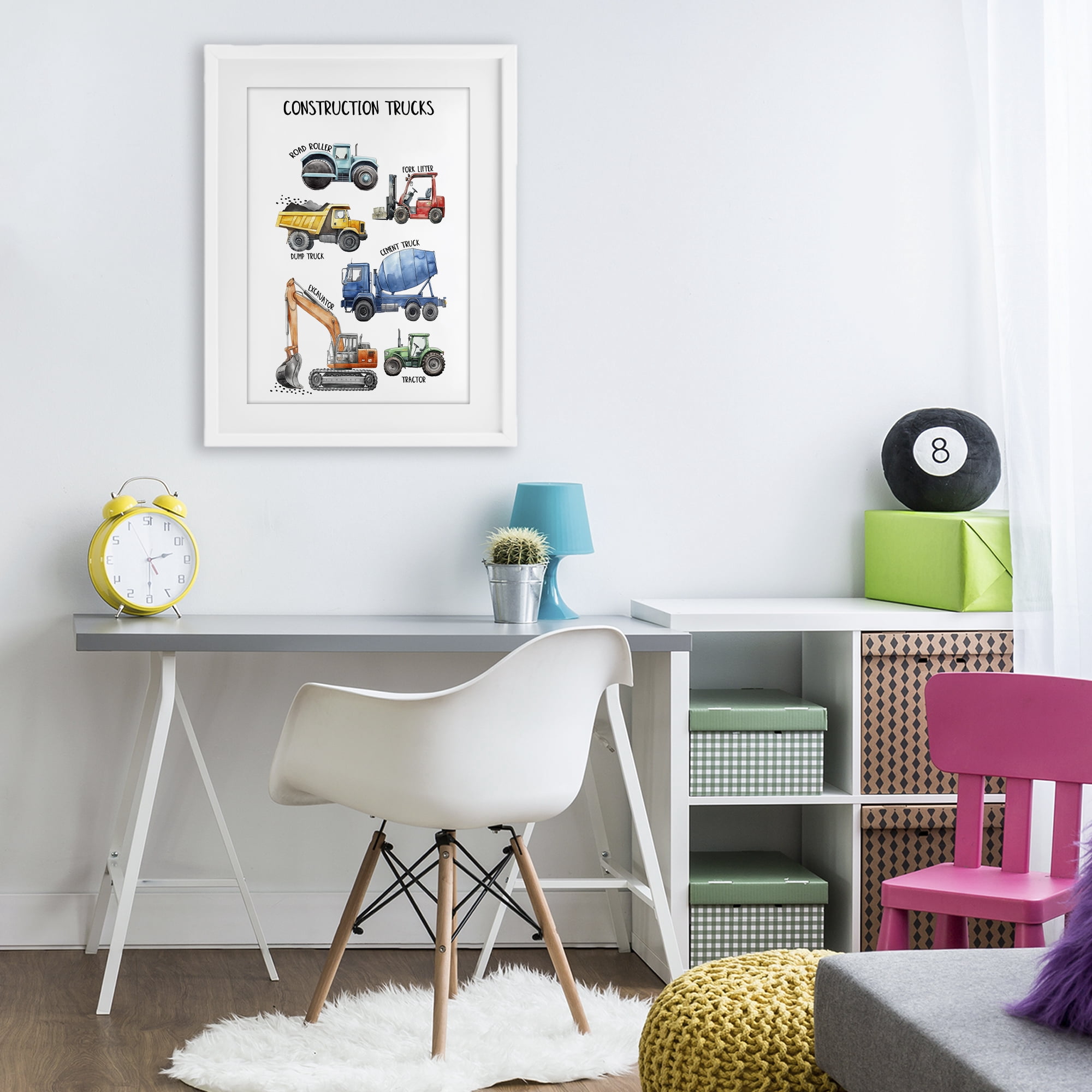 Stupell Industries Utility Trucks Construction White Framed Print Under Glass, design by Christine Simpson Art
