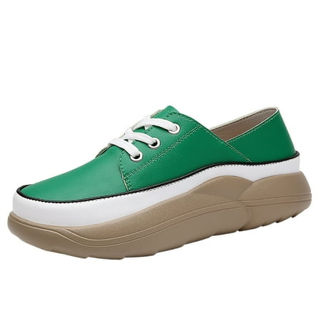 QYZEU White Sneakers Women Womens Work Shoes Business Casual Women s Trendy Fashion Round Toe Slip On Comfort Walking Casual Shoes for Women Ladies Green 39