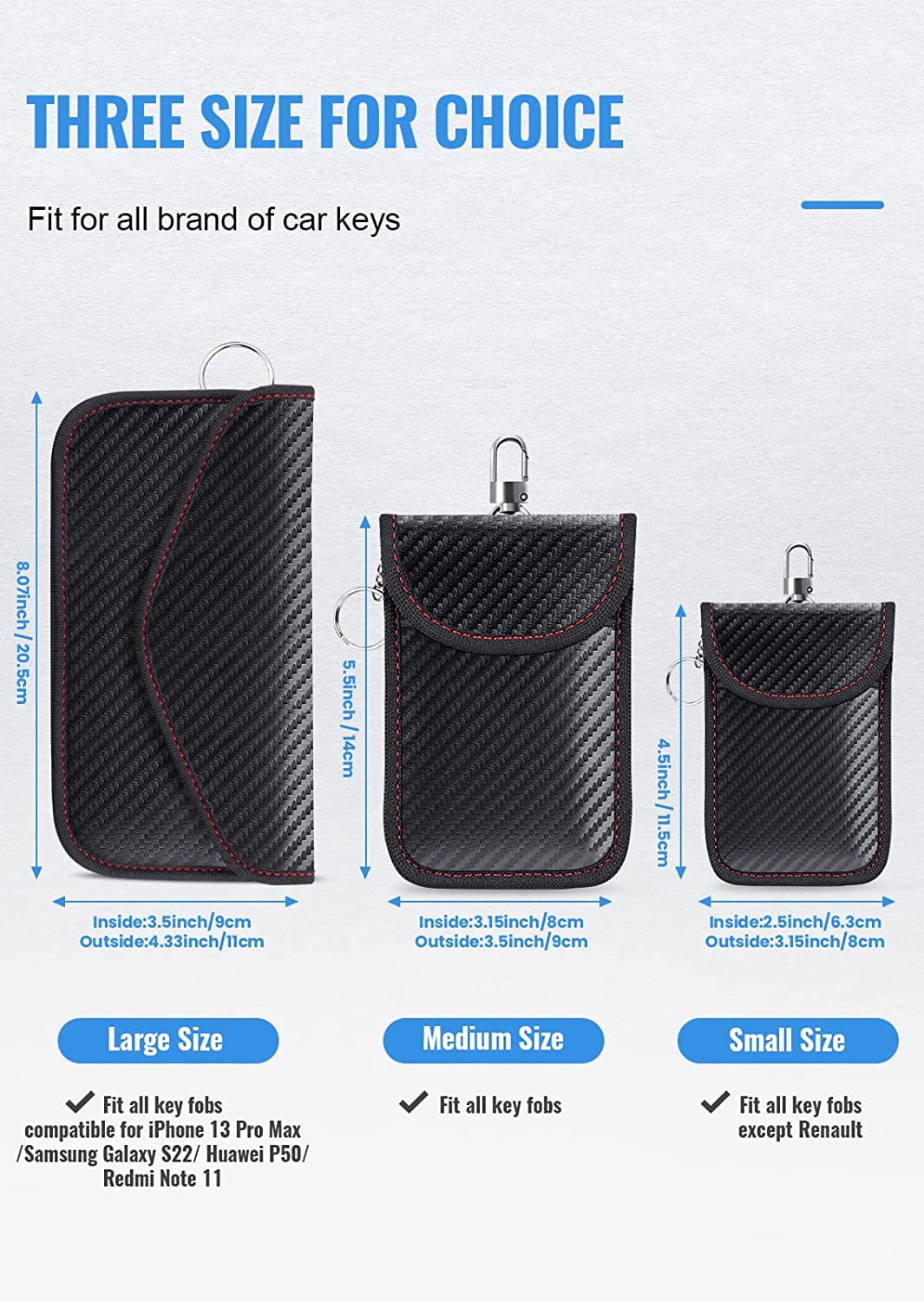 Faraday Bag for Key Fob (2 Pack), TICONN Faraday Cage Protector - Car RFID  Signal Blocking, Anti-Theft Pouch, Anti-Hacking Case Blocker (Carbon Fiber