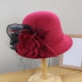 thumbnail image 2 of QASIEATN Women's Everyday Wear Accessories Elegant Flower Decoration Bucket Hat for Pretty Women Fashion Fall Church Cloche Hat Solid Vintage Bowler Hat, 2 of 7