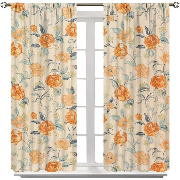 Brythos Floral Blackout Curtains, Watercolor Boho Flower Decoration Window Treatments for Living Room Bedroom Kitchen Decor, 2 Panel Set 42x63 inches