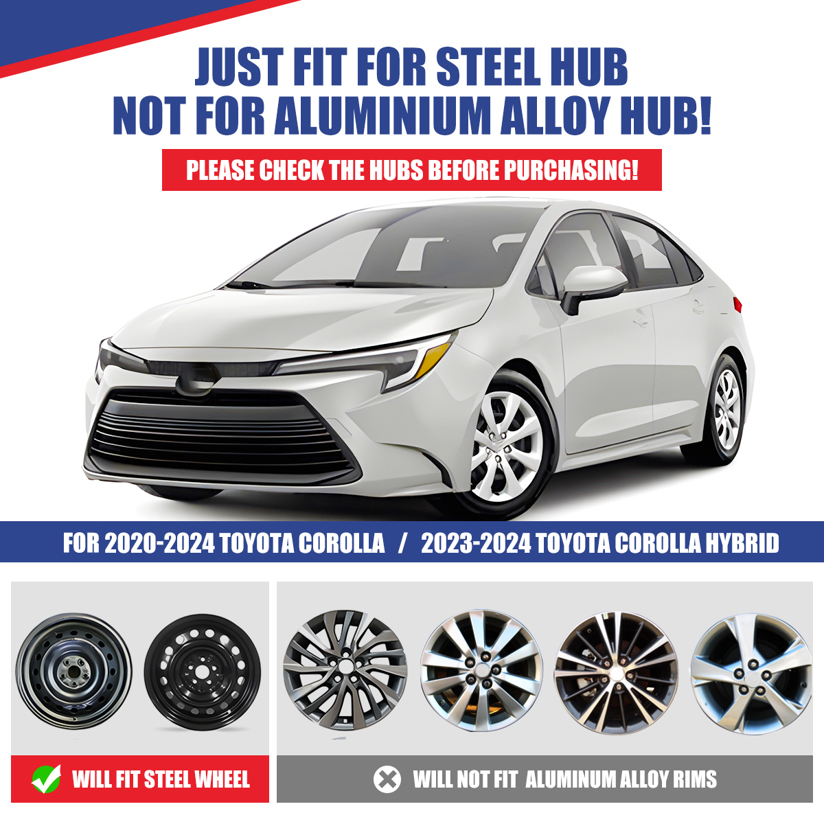 (Set of 1) 16 inch Hubcaps Wheel Rims Cover for 2020-2025 Toyota Corolla;2023-2025 Toyota Corolla Hybrid;2009-2013 Toyota Corolla;2009-2014 Toyota Matrix;2014-2016 Toyota Corolla