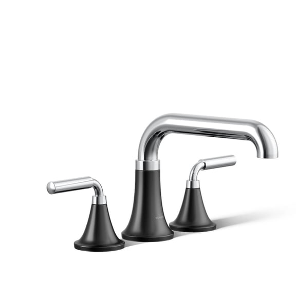 Kohler T27417-4-CBL Tone Deck-Mount Bath Faucet Trim, Polished Chrome with Matte Black