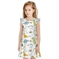 thumbnail image 1 of Fotbe Dinosaur Vestido de Dormir para Niñas de 3 a 10 Años, Mangas Cortas, Estilo Princesa, Pijama Camisón con Mangas Voladas-Large, 1 of 6