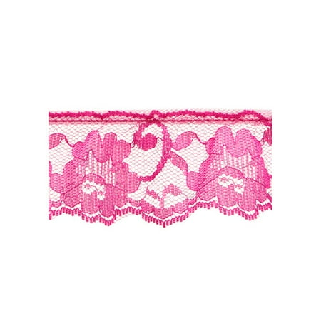 Wrights Simplicity 1.75" x 12 yd Ruffled Lace Trim, Hot Pink