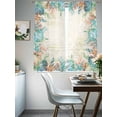 thumbnail image 3 of Summer Starfish Coral Sheer Curtains 63 Inch Long 2 Panels, Watercolor Seaweed Ocean Retro Light Filtering Rod Pocket Curtains, Sheer Voile Drapes for Living Room Bedroom, 52"x63", 3 of 8