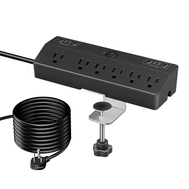 The Socket Features a 20W USB-C PD Fast Charging Port, a 2.88-Meter Extension Cord with USB Outlets, And a Removable Clip, Making It an Ideal Desktop Power Strip for Home, Factory,