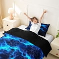 thumbnail image 3 of Homewish Blue Wild Lightning Twin Duvet Cover,Modern Abstract Art Twin Bedding,Black Reversible,2pcs,1 Duvet Cover and 1 Pillowcase, 3 of 6