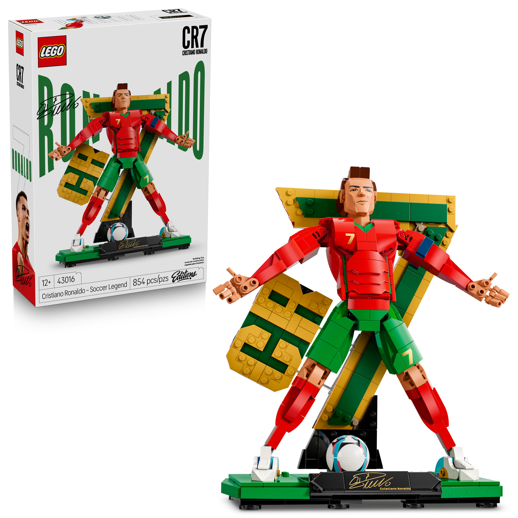 LEGO Editions Cristiano Ronaldo – Soccer Legend - Building Set for Boys & Girls, Ages 12+ - Fathers Day Gift - Kids Bedroom or Shelf Decor W/ Plaque - 43016