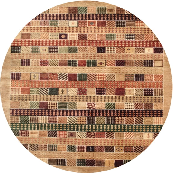 Ahgly Company Machine Washable Indoor Round Contemporary Mahogany Brown Area Rugs, 6' Round