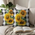 thumbnail image 5 of Sunflower Pillow Covers 16x16 Inch Set of 2 Summer Flower Black White Buffalo Plaid Decorative Throw Pillows Yellow Floral Pillow Cases Farmhouse Home Decor for Cushion Couch Sofa Outdoor, 5 of 6