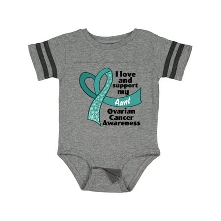 

Inktastic Ovarian Cancer Awareness I Love and Support My Aunt Gift Baby Boy or Baby Girl Bodysuit
