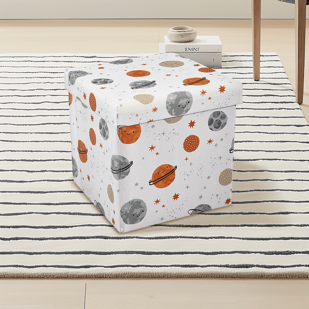 (2 pack) Kvell Kids 15 x 15 x 15 inches Collapsible Toy Storage Bin with Planet Design and Removable Lid